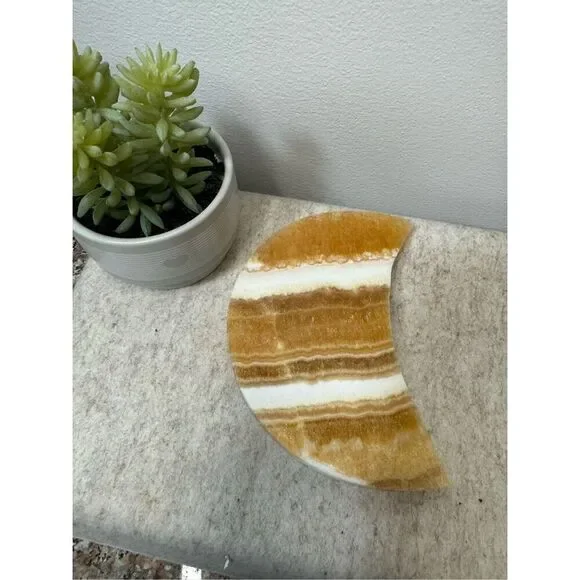 Banded Orange Calcite Moon - Picture 1 of 8
